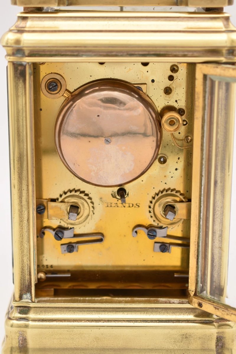 Antique French Bell Strike Repeating Carriage Clock Doucine Case Serial 2016-photo-1
