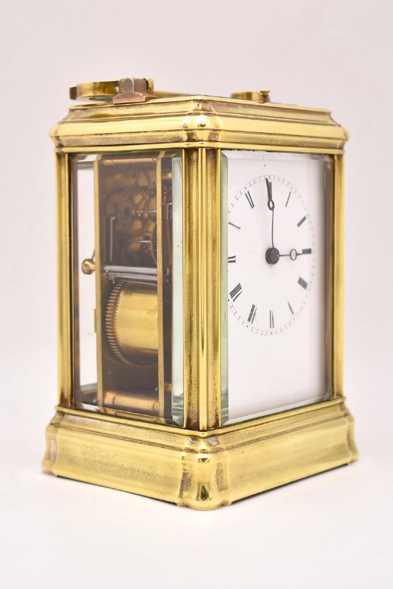 Antique French Bell Strike Repeating Carriage Clock Doucine Case Serial 2016-photo-4