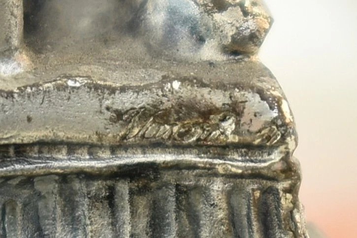 Jeu d'échecs médiéval de Giuseppe Vasari, orné d'argent, de bronze et d'onyx, plateau en marbre-photo-8