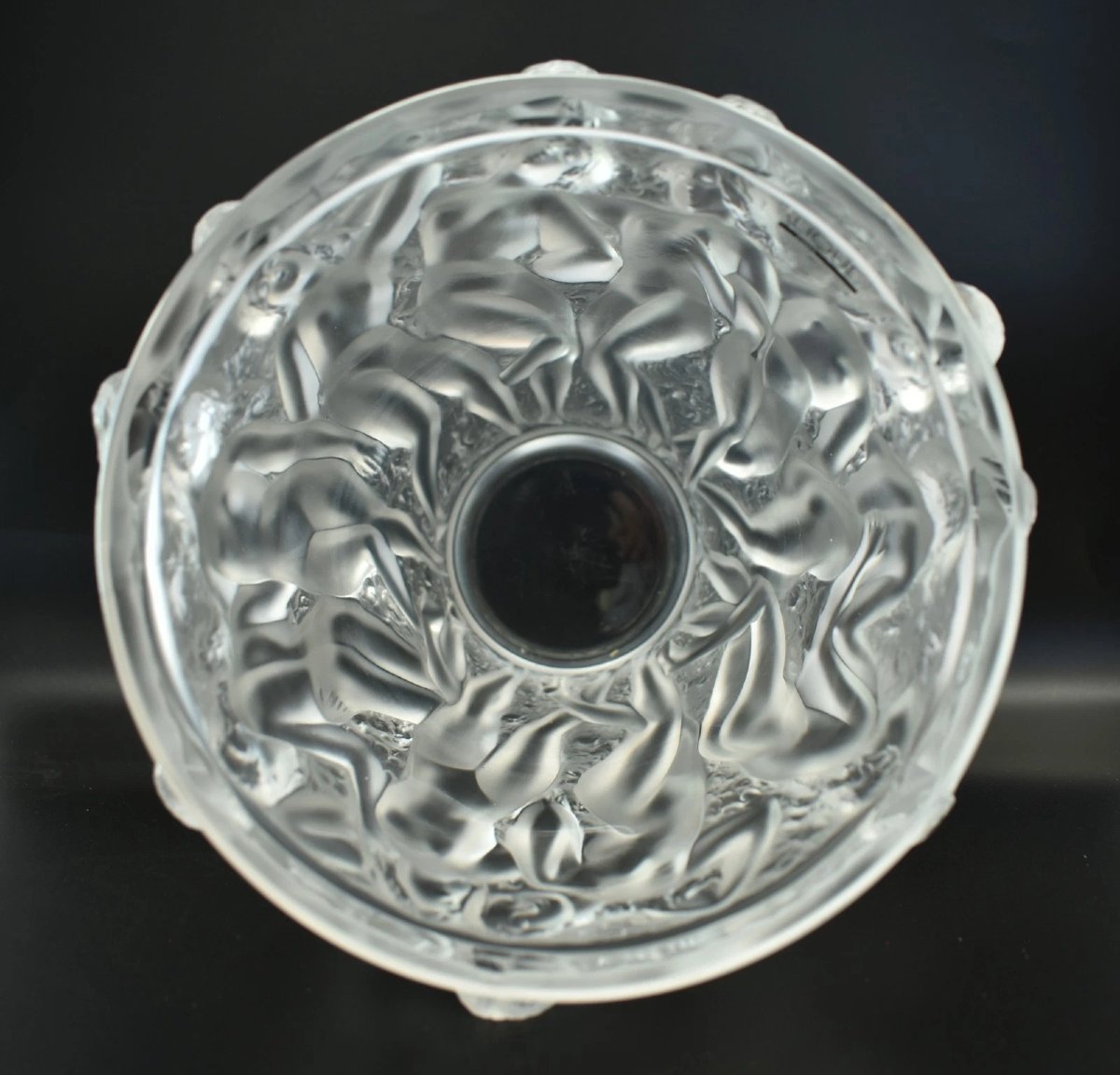Authentic Lalique France Bacchantes 24cm Frosted Crystal Vase Signed Large Model-photo-4