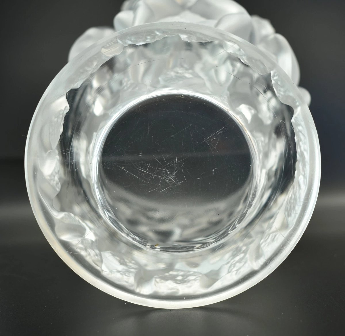 Authentic Lalique France Bacchantes 24cm Frosted Crystal Vase Signed Large Model-photo-5