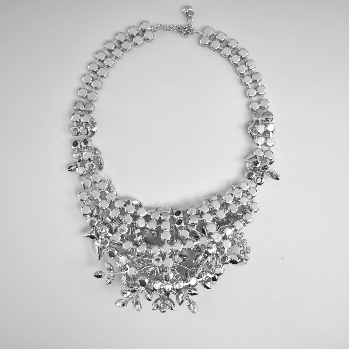 Parure vintage Christian Dior à motif floral et strass, ensemble collier, boucles d'oreilles et-photo-1