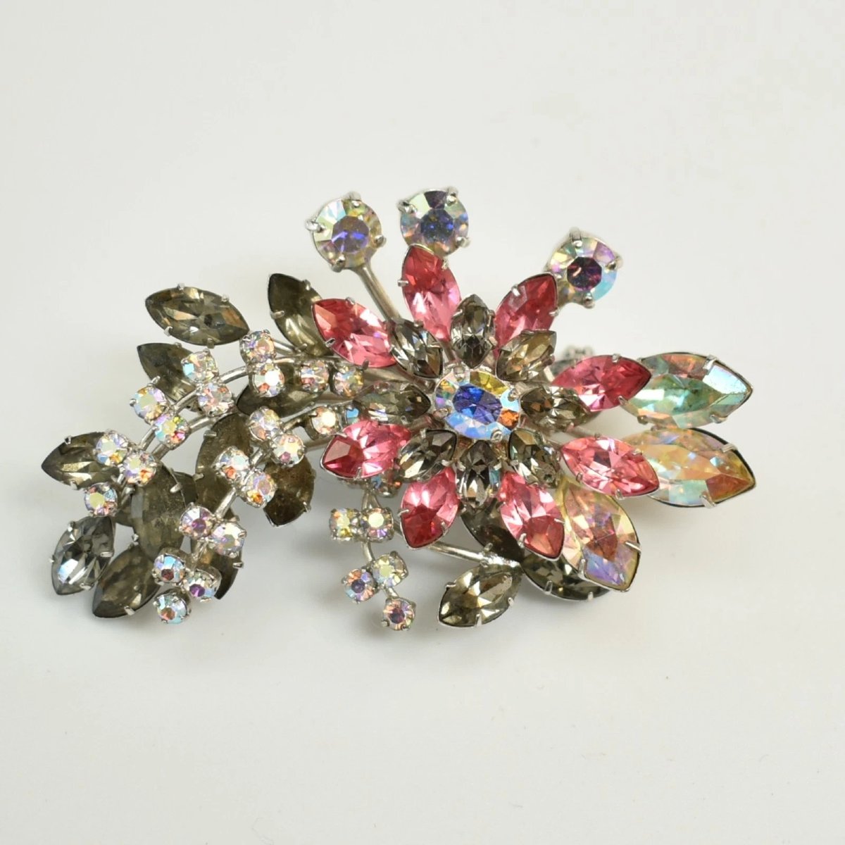 Parure vintage Christian Dior à motif floral et strass, ensemble collier, boucles d'oreilles et-photo-2