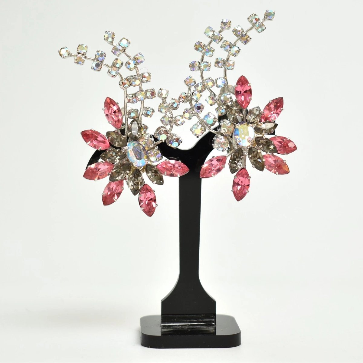 Parure vintage Christian Dior à motif floral et strass, ensemble collier, boucles d'oreilles et-photo-4