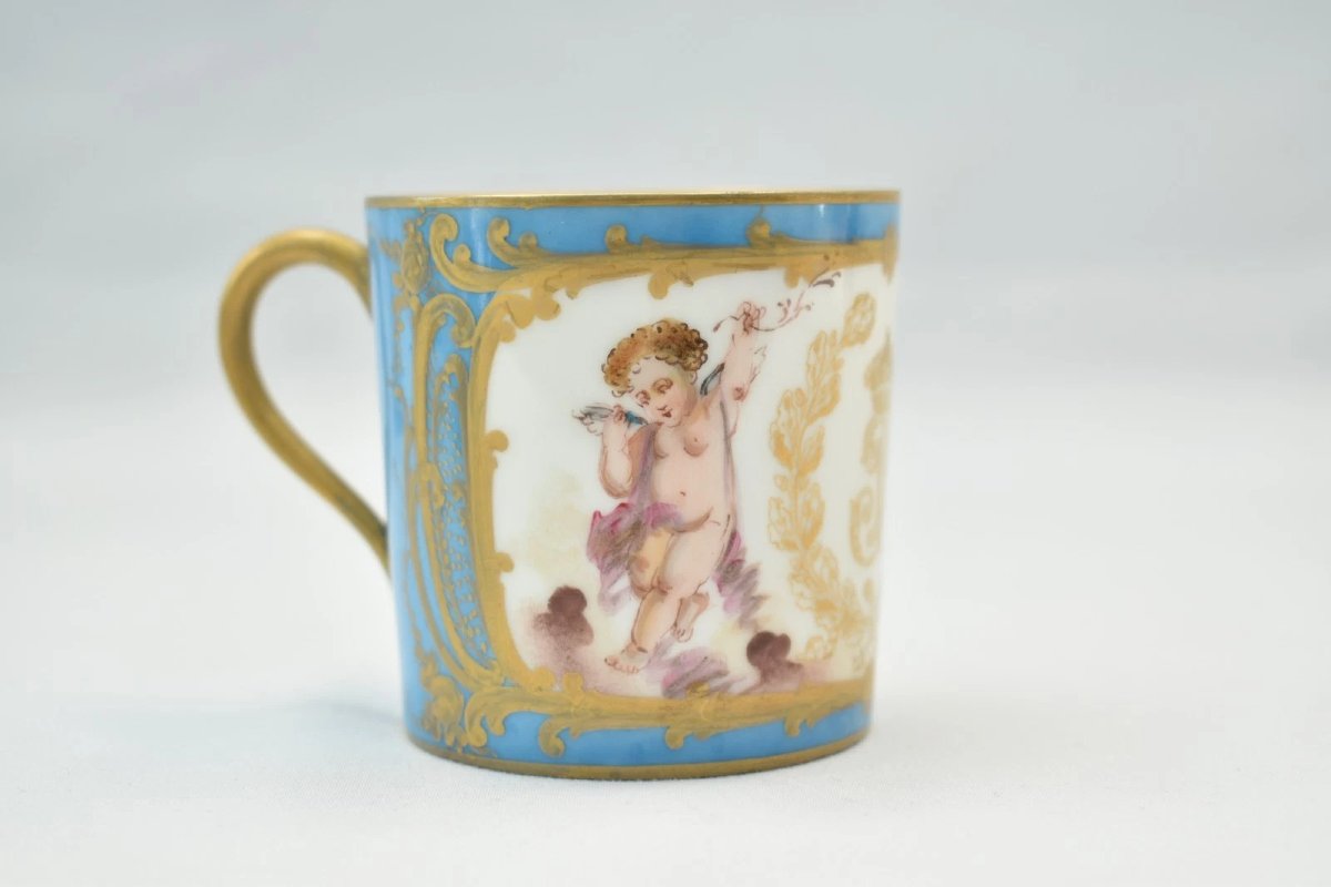 1846 Sevres Porcelain Cups & Saucers Set 6 Chateau Des Tuileries Louis Philippe-photo-4