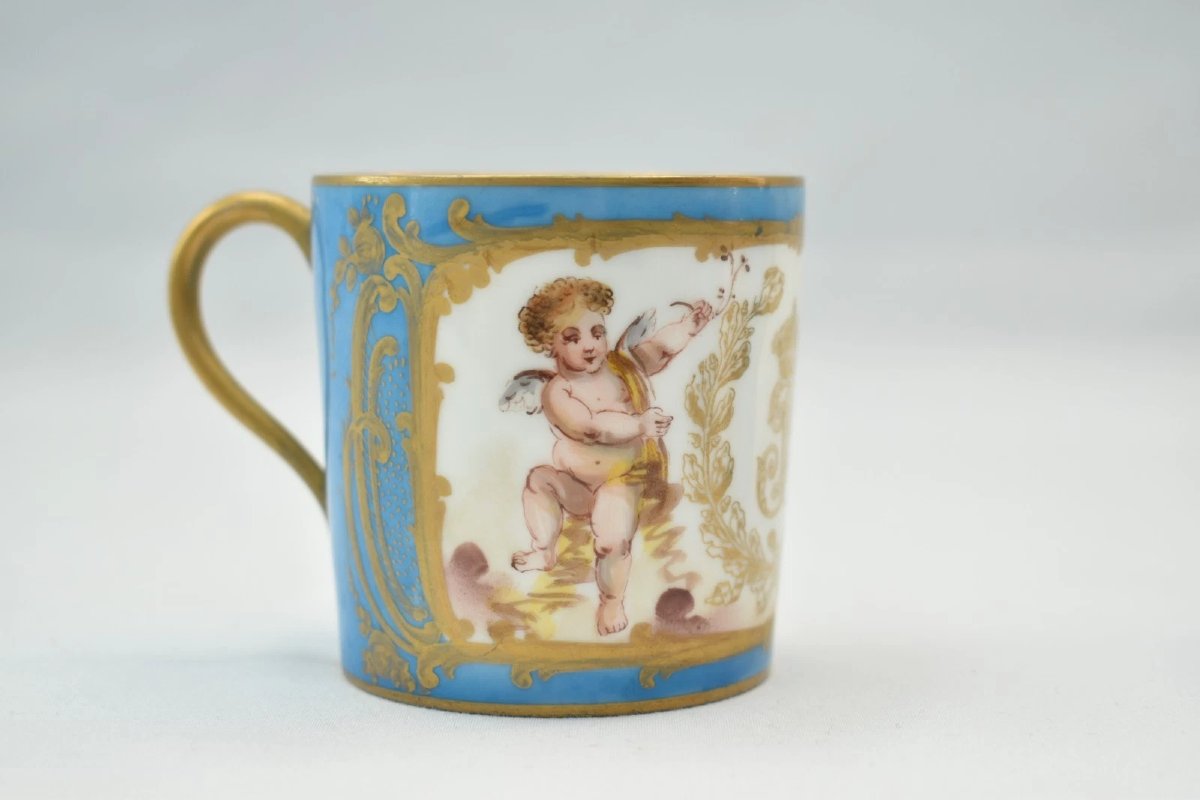 1846 Sevres Porcelain Cups & Saucers Set 6 Chateau Des Tuileries Louis Philippe-photo-5