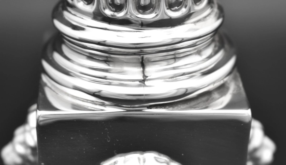 Antique Sterling Silver Corinthian Column Candlesticks Birmingham 1911 Lion Mask-photo-5