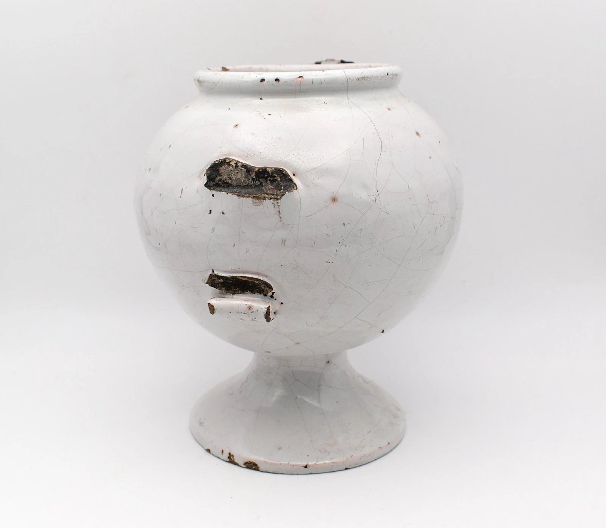Pot à médicament humide en faïence de Delft anglaise ancienne, S : BAUME, Chérubin et Coquillag-photo-3