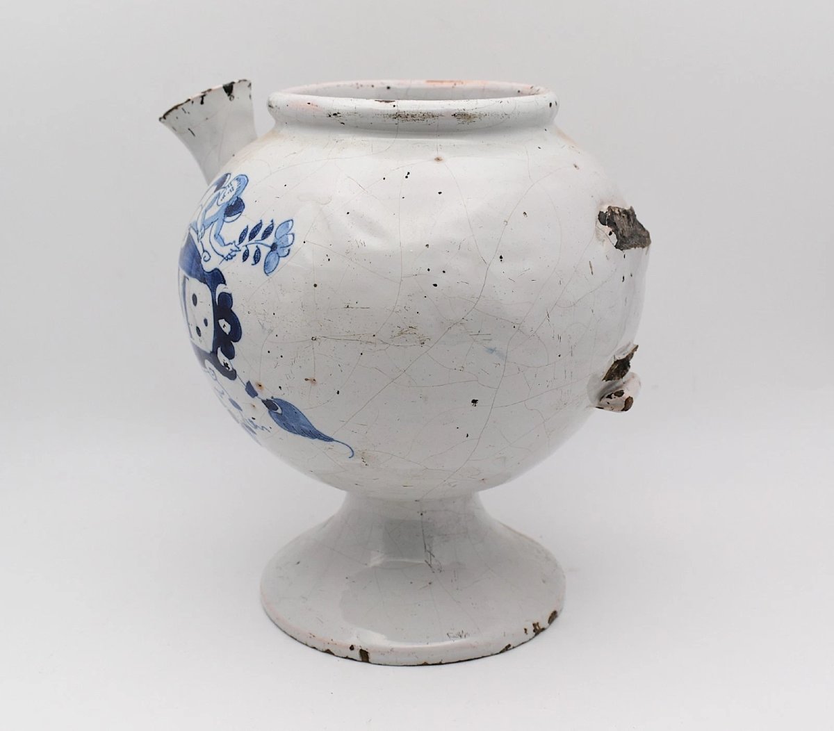 Pot à médicament humide en faïence de Delft anglaise ancienne, S : BAUME, Chérubin et Coquillag-photo-4