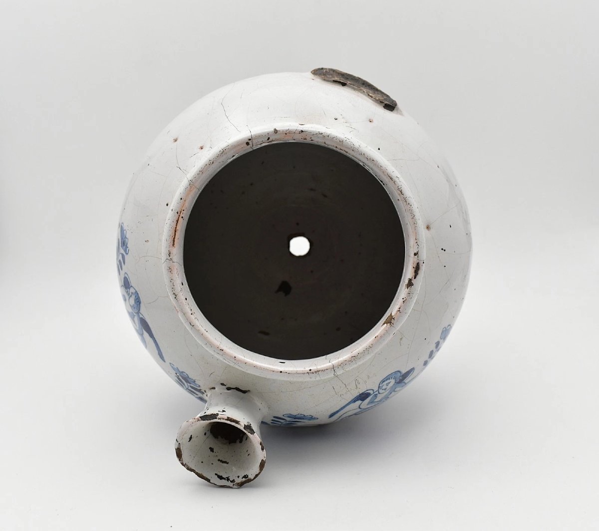 Pot à médicament humide en faïence de Delft anglaise ancienne, S : BAUME, Chérubin et Coquillag-photo-3