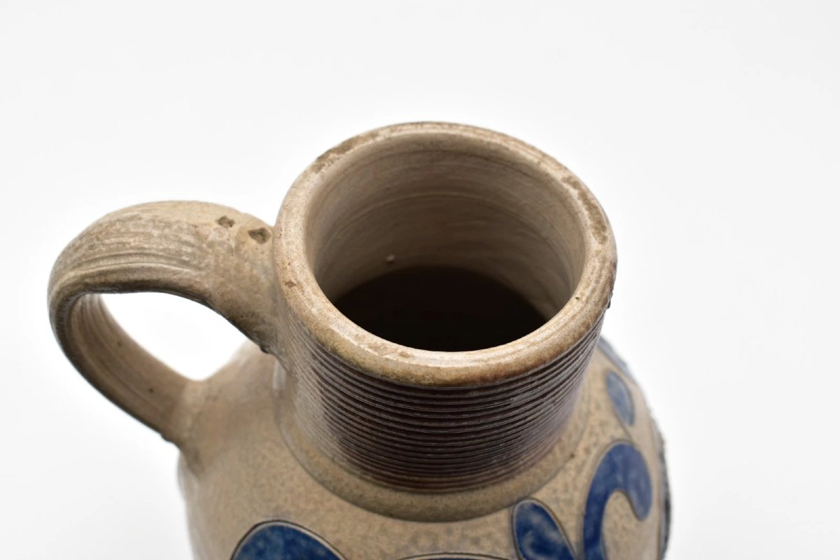 Rare Antique 18thc Westerwald Stoneware Jug Gr Royal Cipher Salt Glaze Germany-photo-2