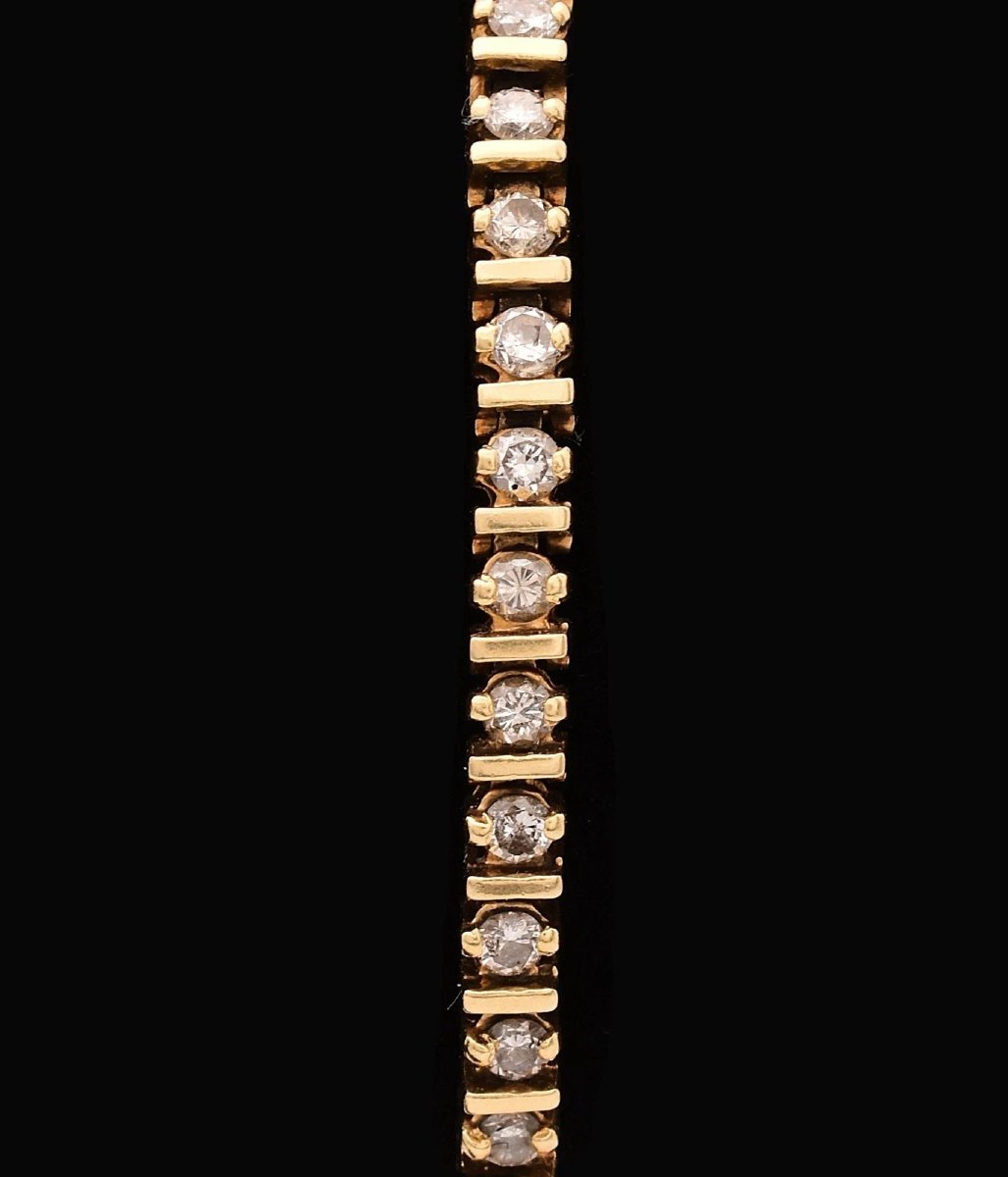 18k Yellow Gold Tennis Bracelet 1.00ct Diamond Line 13.7g Concealed Clasp-photo-2
