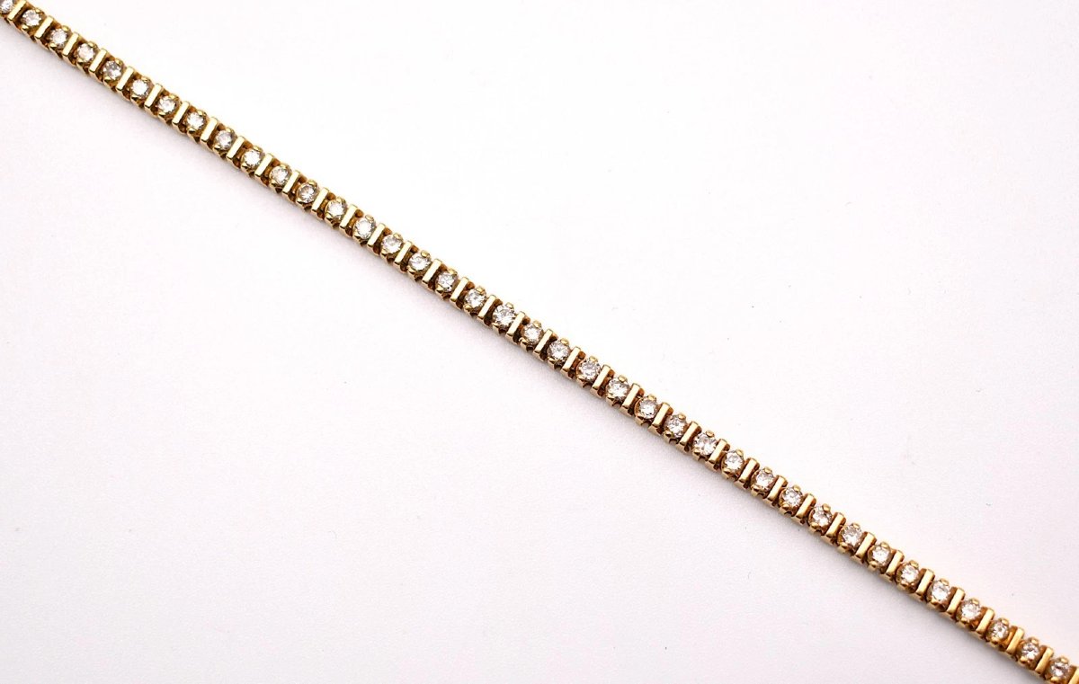 18k Yellow Gold Tennis Bracelet 1.00ct Diamond Line 13.7g Concealed Clasp-photo-1
