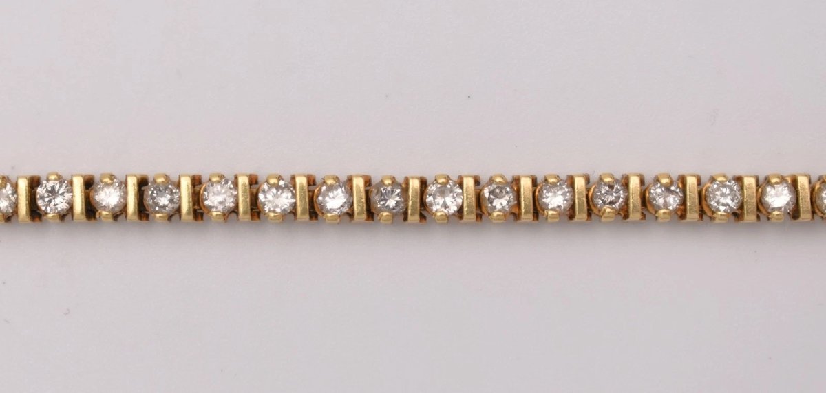 18k Yellow Gold Tennis Bracelet 1.00ct Diamond Line 13.7g Concealed Clasp-photo-2