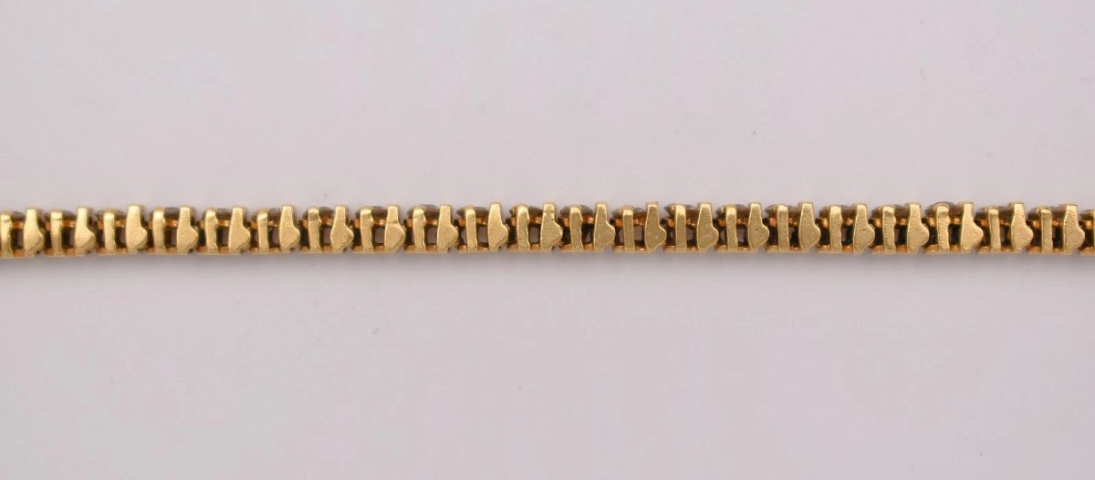 18k Yellow Gold Tennis Bracelet 1.00ct Diamond Line 13.7g Concealed Clasp-photo-3