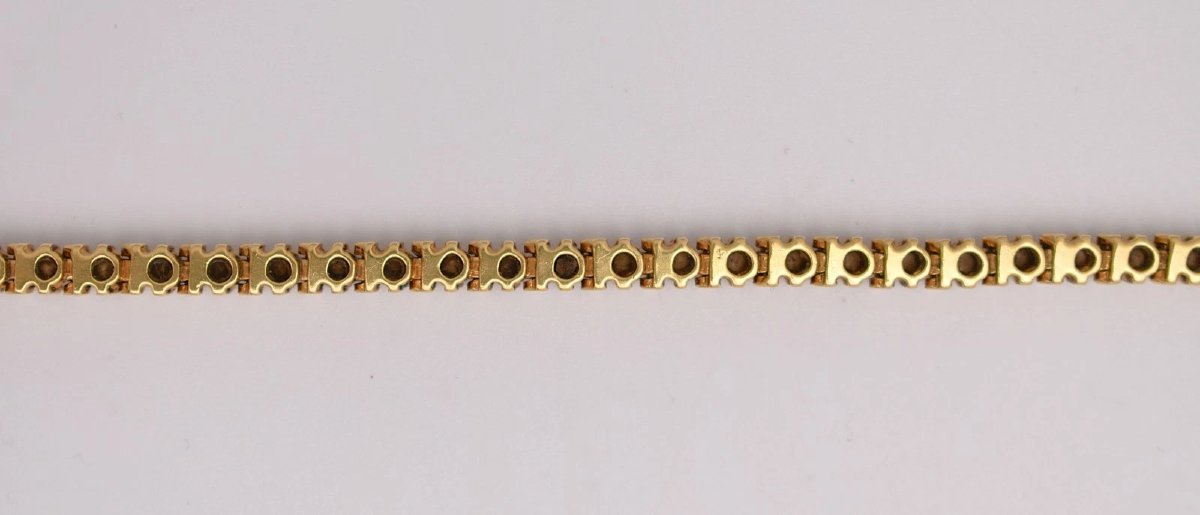 18k Yellow Gold Tennis Bracelet 1.00ct Diamond Line 13.7g Concealed Clasp-photo-4