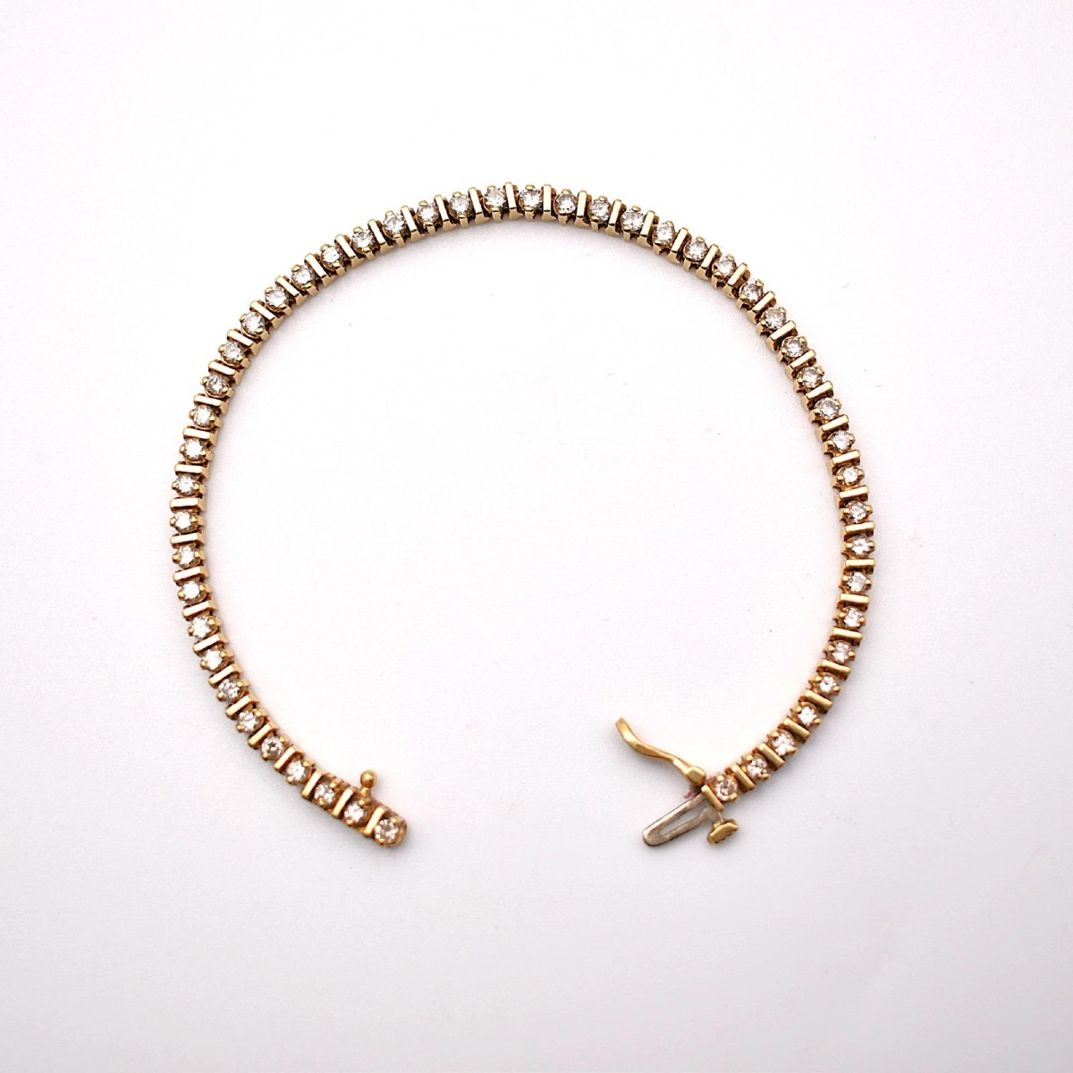 18k Yellow Gold Tennis Bracelet 1.00ct Diamond Line 13.7g Concealed Clasp