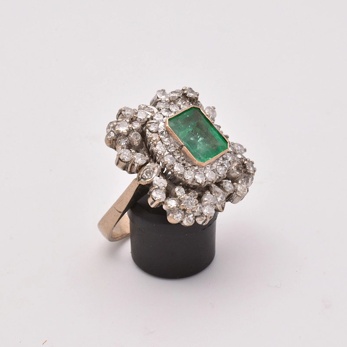 Vintage 18ct White Yellow Gold Emerald Diamond Cluster Ring 3.50ct Centre 2.10ct-photo-4