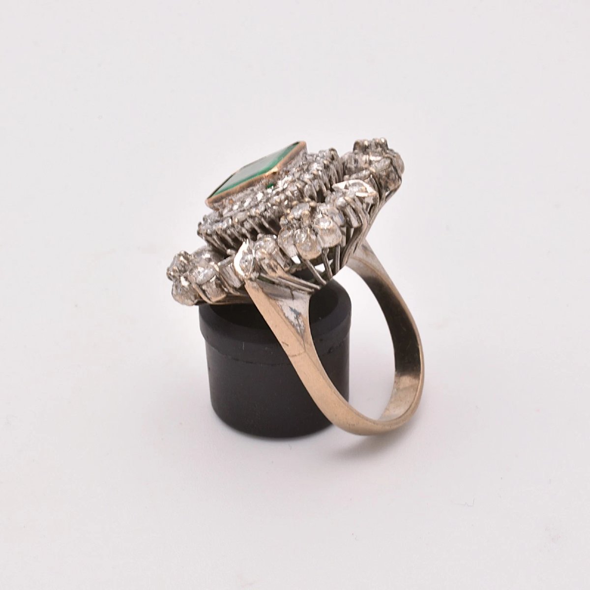 Vintage 18ct White Yellow Gold Emerald Diamond Cluster Ring 3.50ct Centre 2.10ct-photo-2