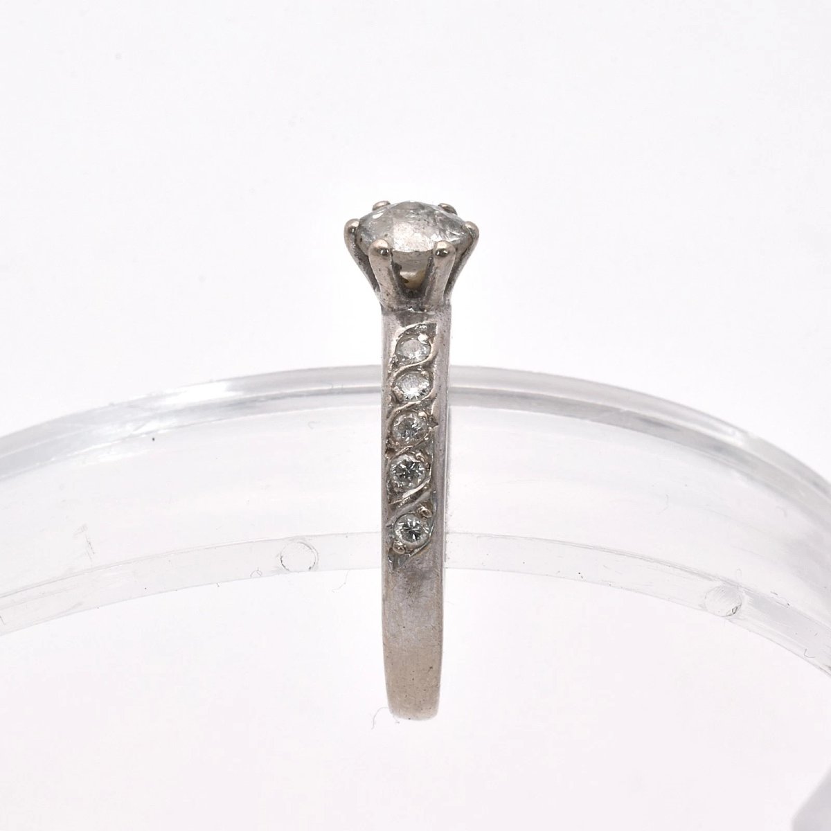 18ct White Gold 0.70ct Diamond Solitaire Ring 6‑claw Set Old Cut Size K 1977-photo-1