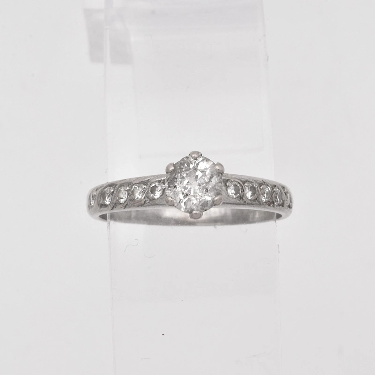 18ct White Gold 0.70ct Diamond Solitaire Ring 6‑claw Set Old Cut Size K 1977