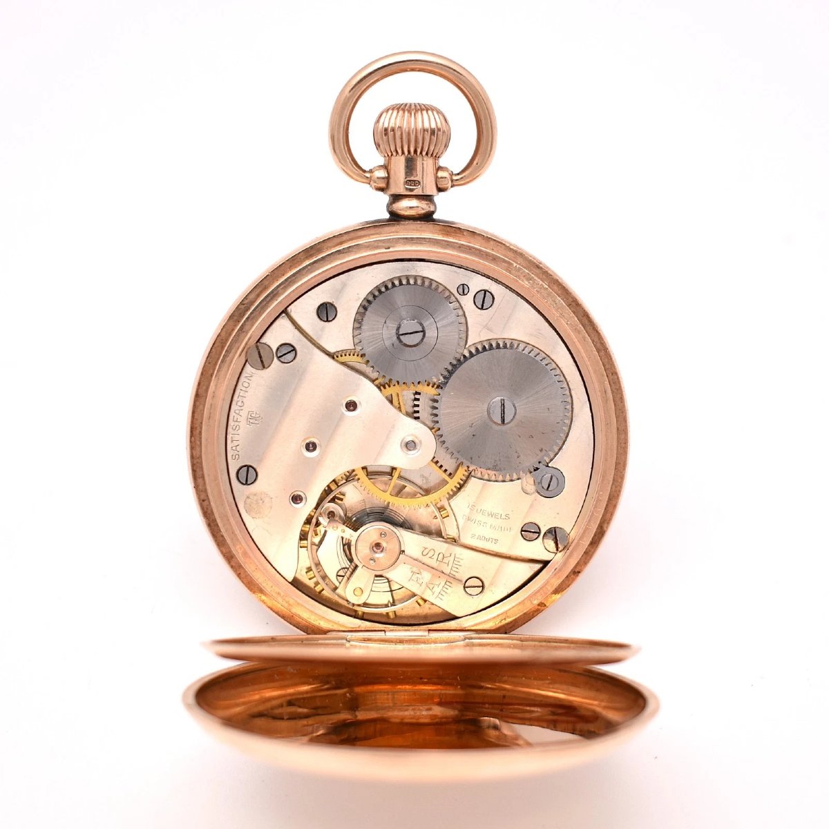 9ct Gold Dennison Special Full Hunter Pocket Watch 1924 Swiss 15j 88.4g 50mm-photo-3