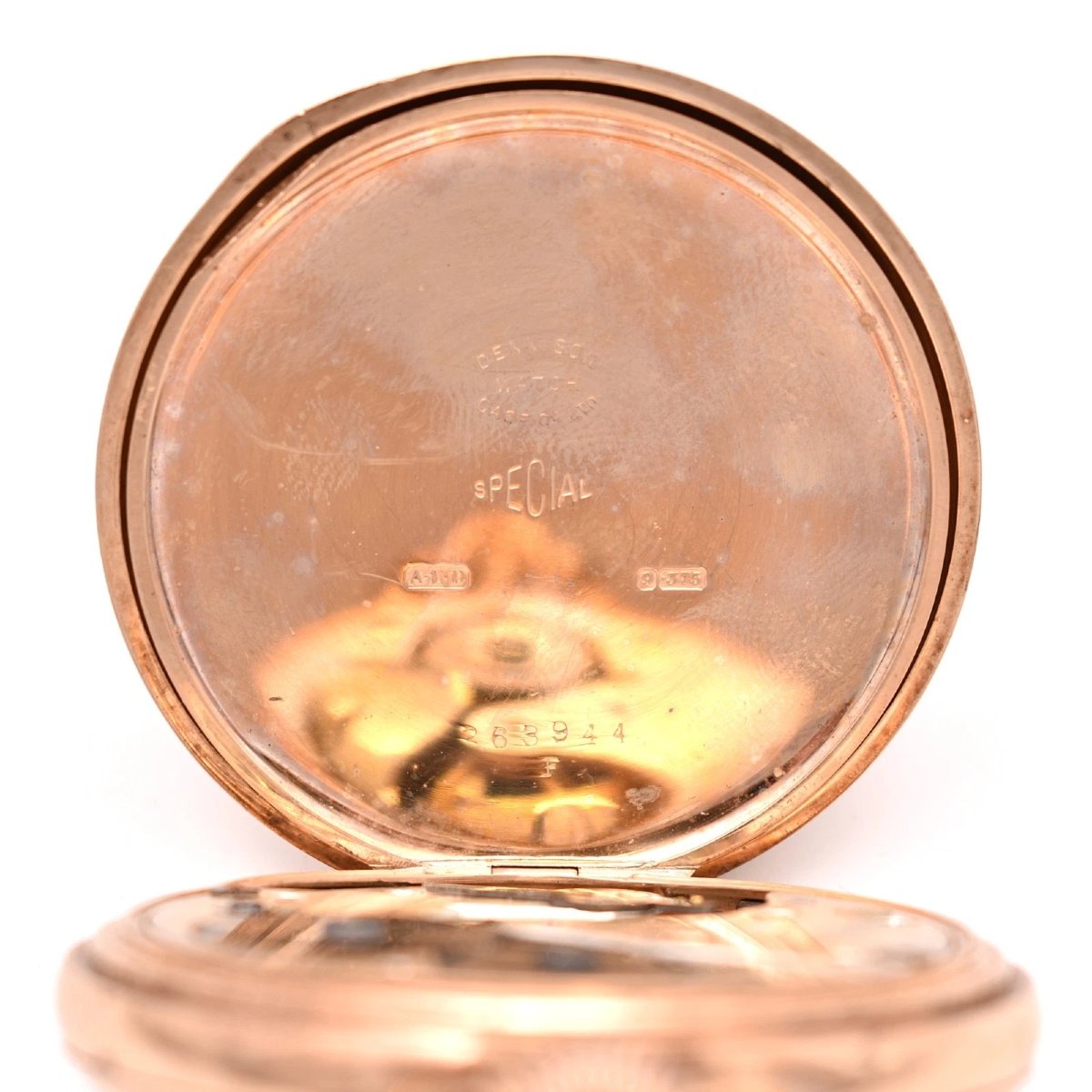9ct Gold Dennison Special Full Hunter Pocket Watch 1924 Swiss 15j 88.4g 50mm-photo-1