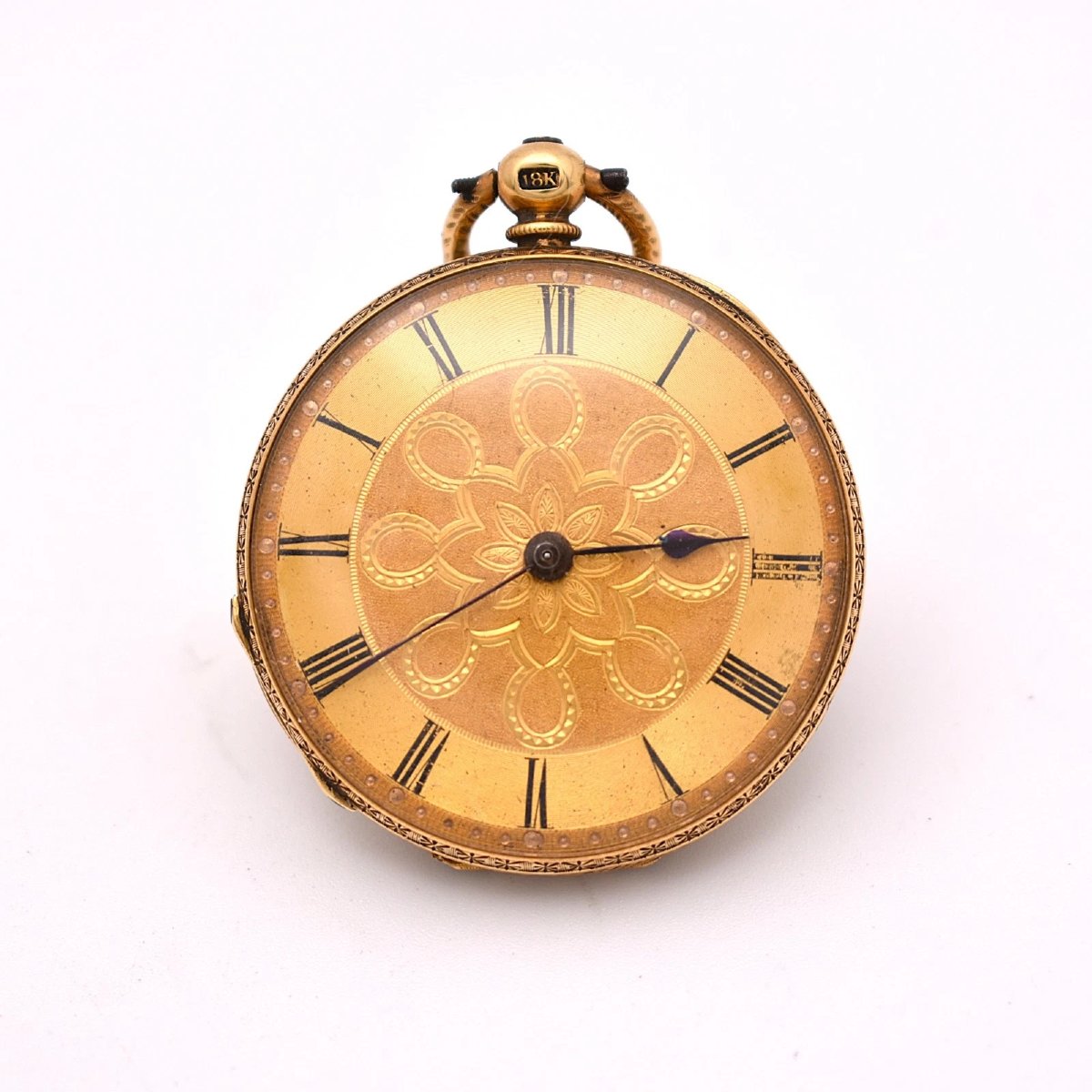18k Gold Swiss 8 Rubis Geneva Key-wind Pendant Pocket Watch 1880s 38.9g 33mm-photo-2