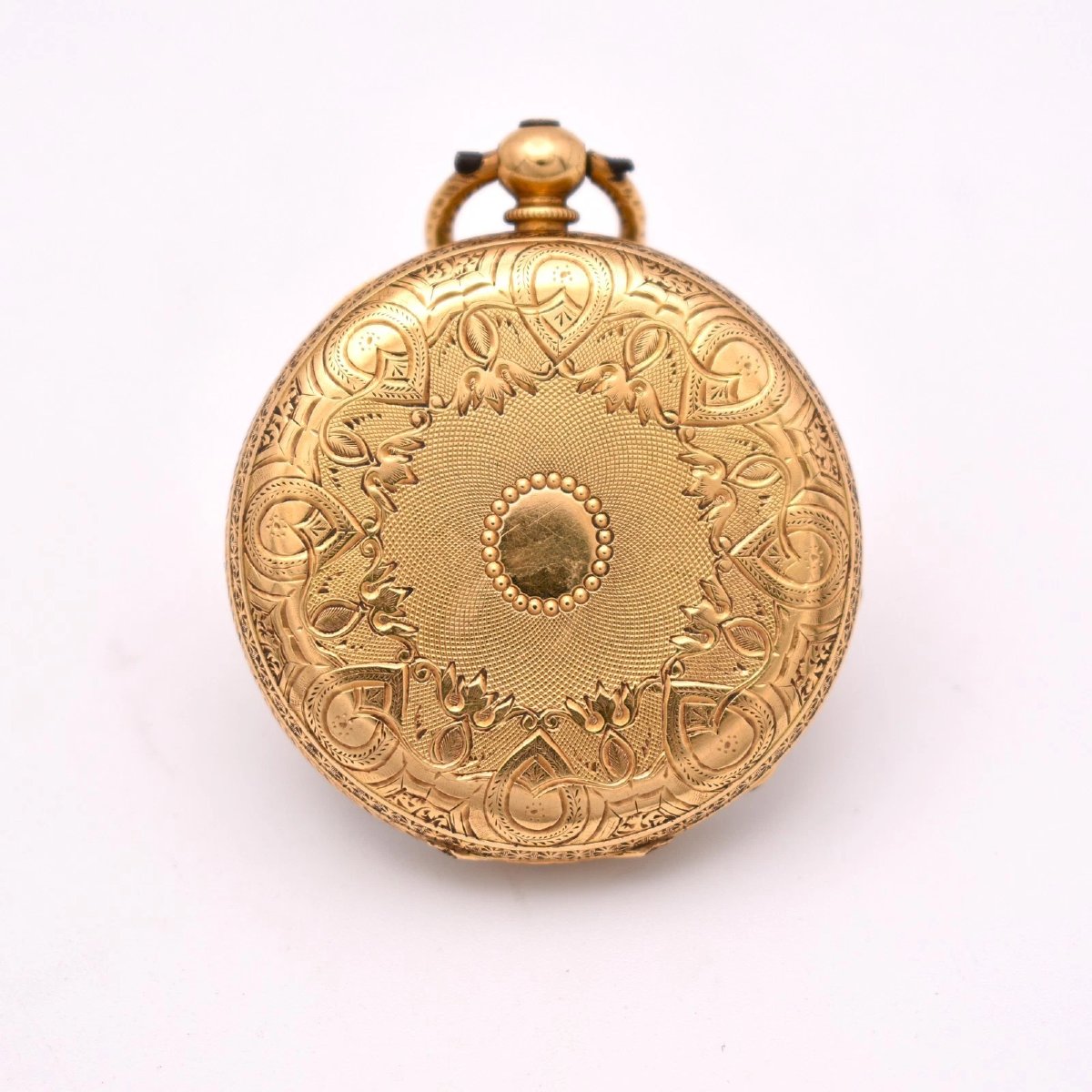 18k Gold Swiss 8 Rubis Geneva Key-wind Pendant Pocket Watch 1880s 38.9g 33mm-photo-4