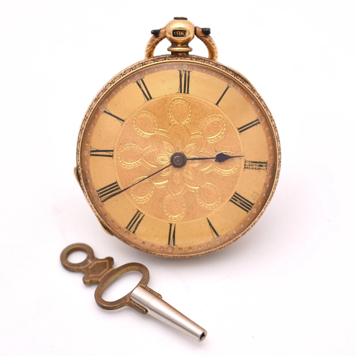 18k Gold Swiss 8 Rubis Geneva Key-wind Pendant Pocket Watch 1880s 38.9g 33mm