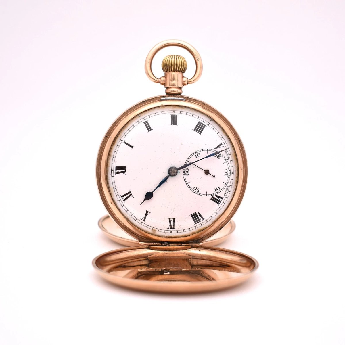 Montre de poche Dennison Special Full Hunter en or 9 carats, mouvement suisse 15 rubis, 91,7 g,-photo-2