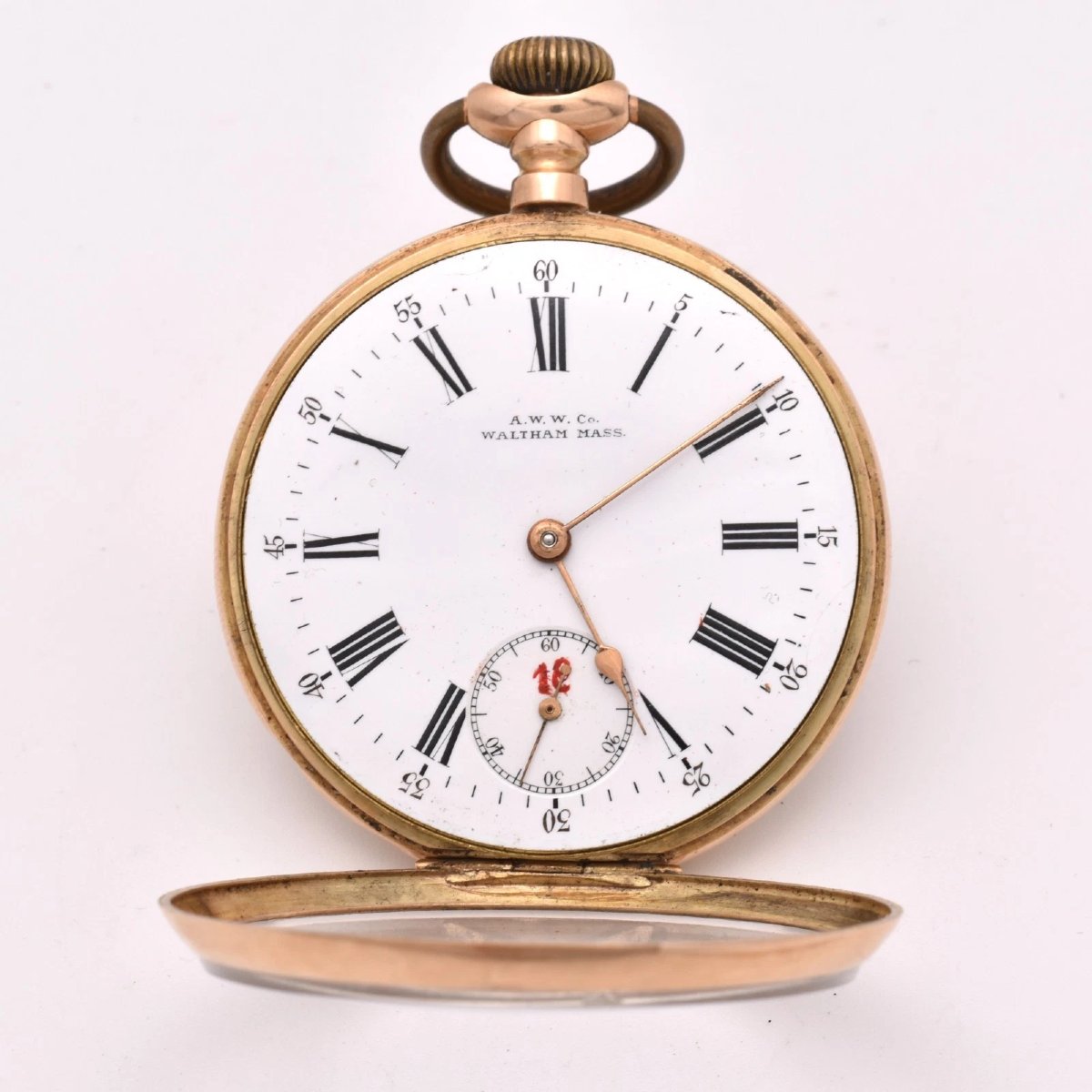 14k Gold Waltham Traveler Open Face Pocket Watch 1912 7j W. Scholly R’dam 75.3g-photo-4