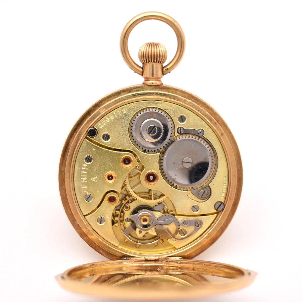 18k Gold Zenith Favre-leuba & Co Half Hunter Pocket Watch 1922 62.2g 43mm-photo-4