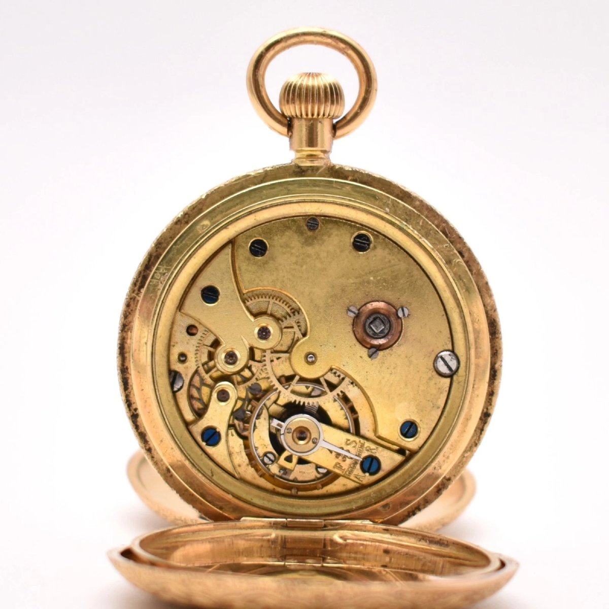 Montre de poche suisse ancienne en or 18 carats, modèle demi-chasseur, 35 mm, années 1890, 15 r-photo-1