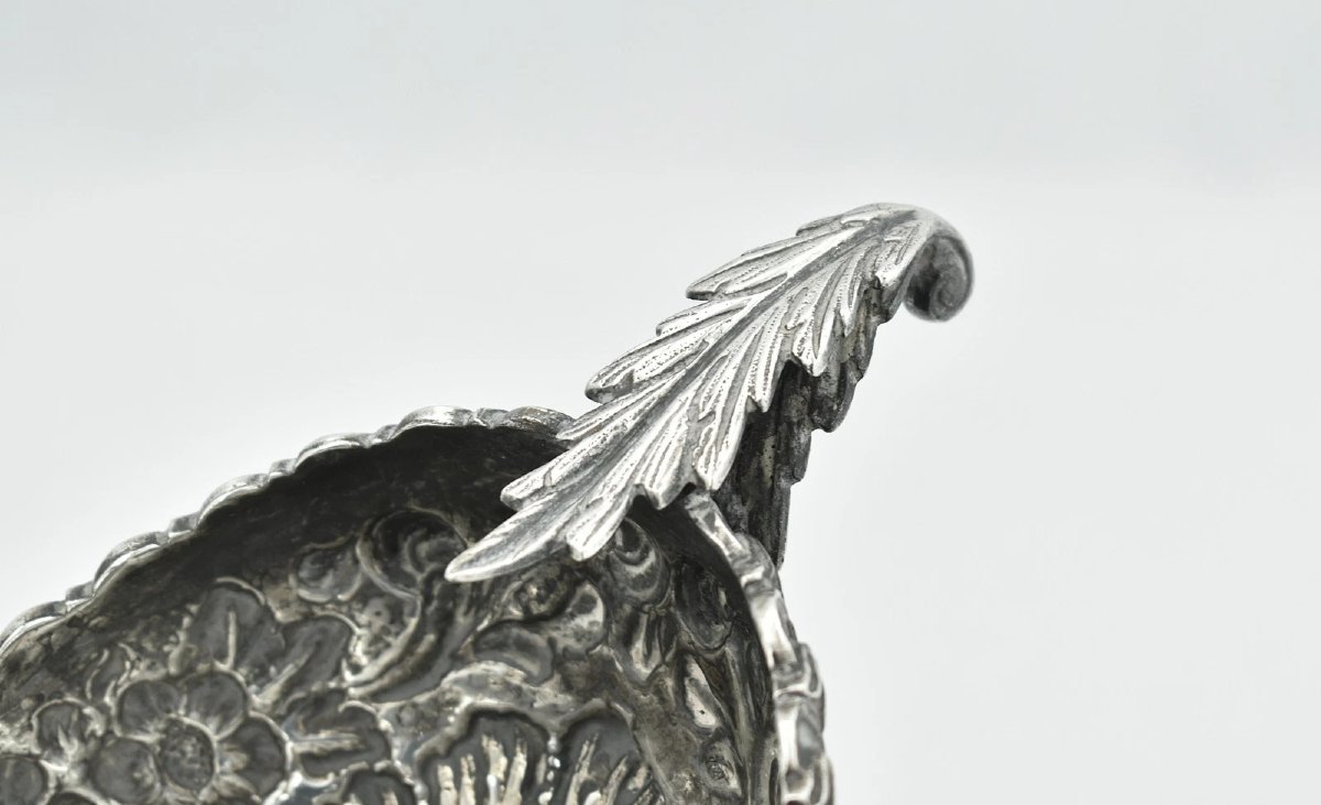 Antique Continental 900 Solid Silver Repousse Floral Jardiniere Centerpiece Bowl-photo-3