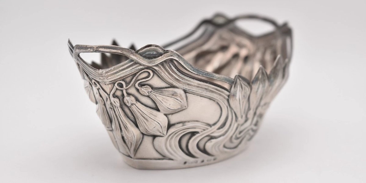 Antique German 800 Silver Art Nouveau Jardiniere Centerpiece Storck & Sinsheimer-photo-1