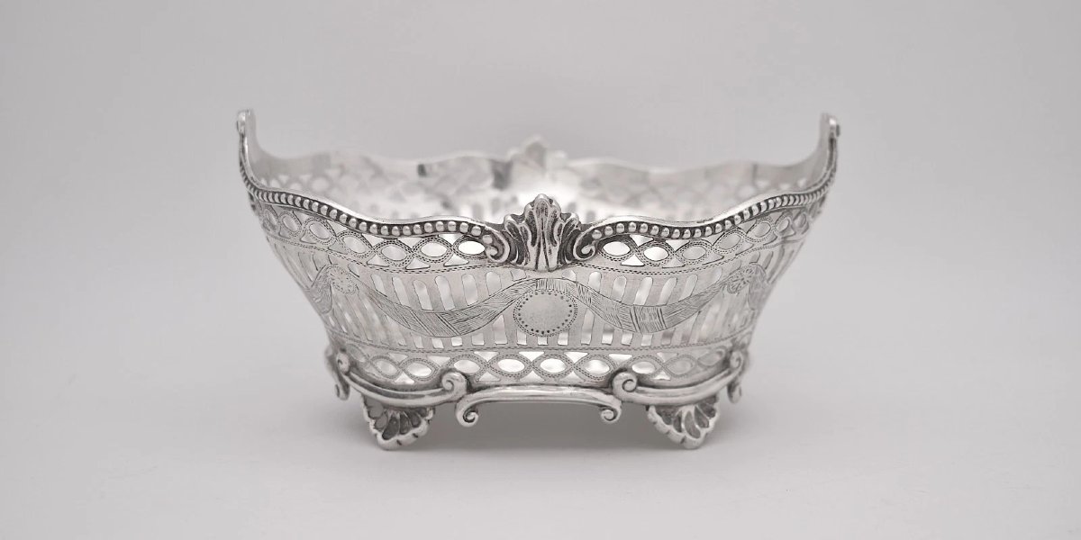 Panier à bonbons ajouré en argent massif 925, Elkington London, 1897-photo-2