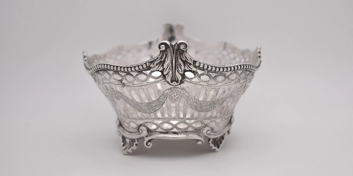 Panier à bonbons ajouré en argent massif 925, Elkington London, 1897-photo-3