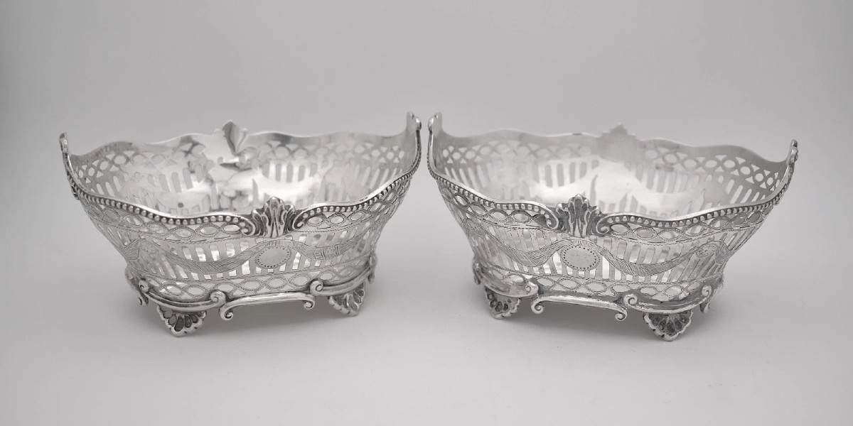 Panier à bonbons ajouré en argent massif 925, Elkington London, 1897