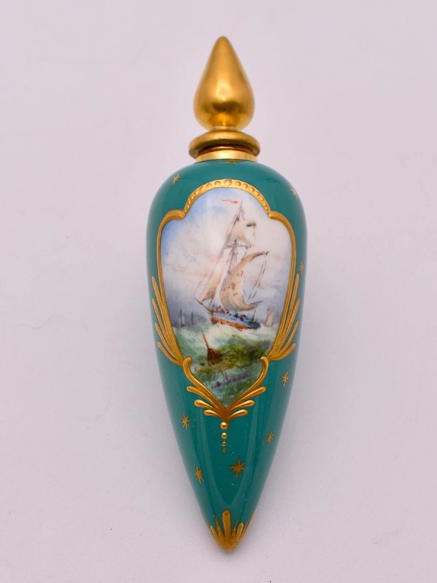 Coffret de 6 flacons de parfum en porcelaine Lynton, signés et peints à la main par Stefan Nowa-photo-7