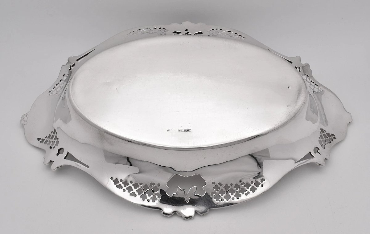 Antique Edwardian Sterling Silver Art Nouveau Serving Bowl Birmingham 1904-photo-4