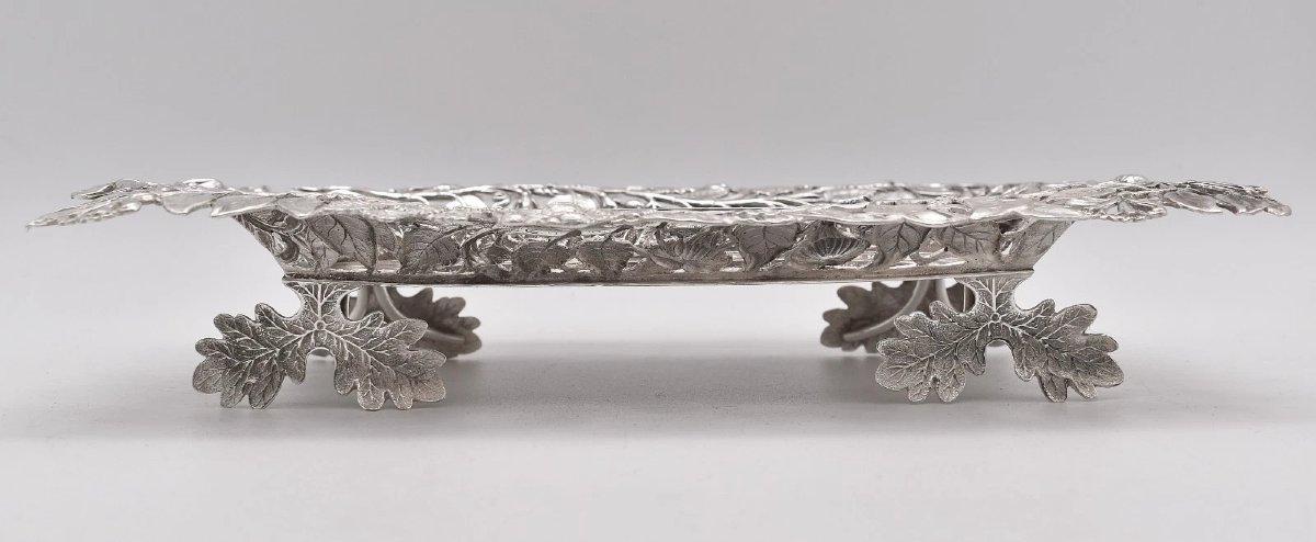 Rare Fine Antique Pierced Sterling Silver Inkstand By Joseph Willmore B/ham 1866-photo-3