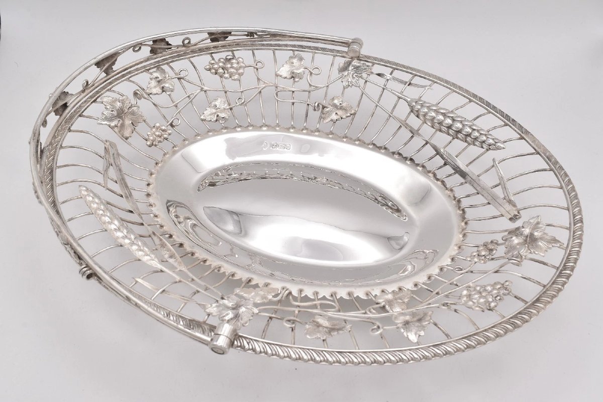 Antique Victorian Sterling Silver Swing Handle Basket Sheffield 1894 Rm Eh-photo-3