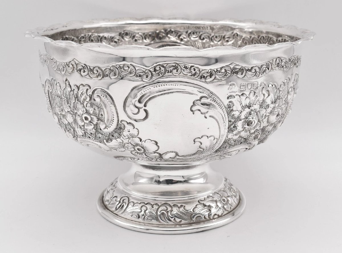 Antique Victorian Sterling Silver Pedestal Bowl Sheffield 1895 Atkin Bros-photo-3