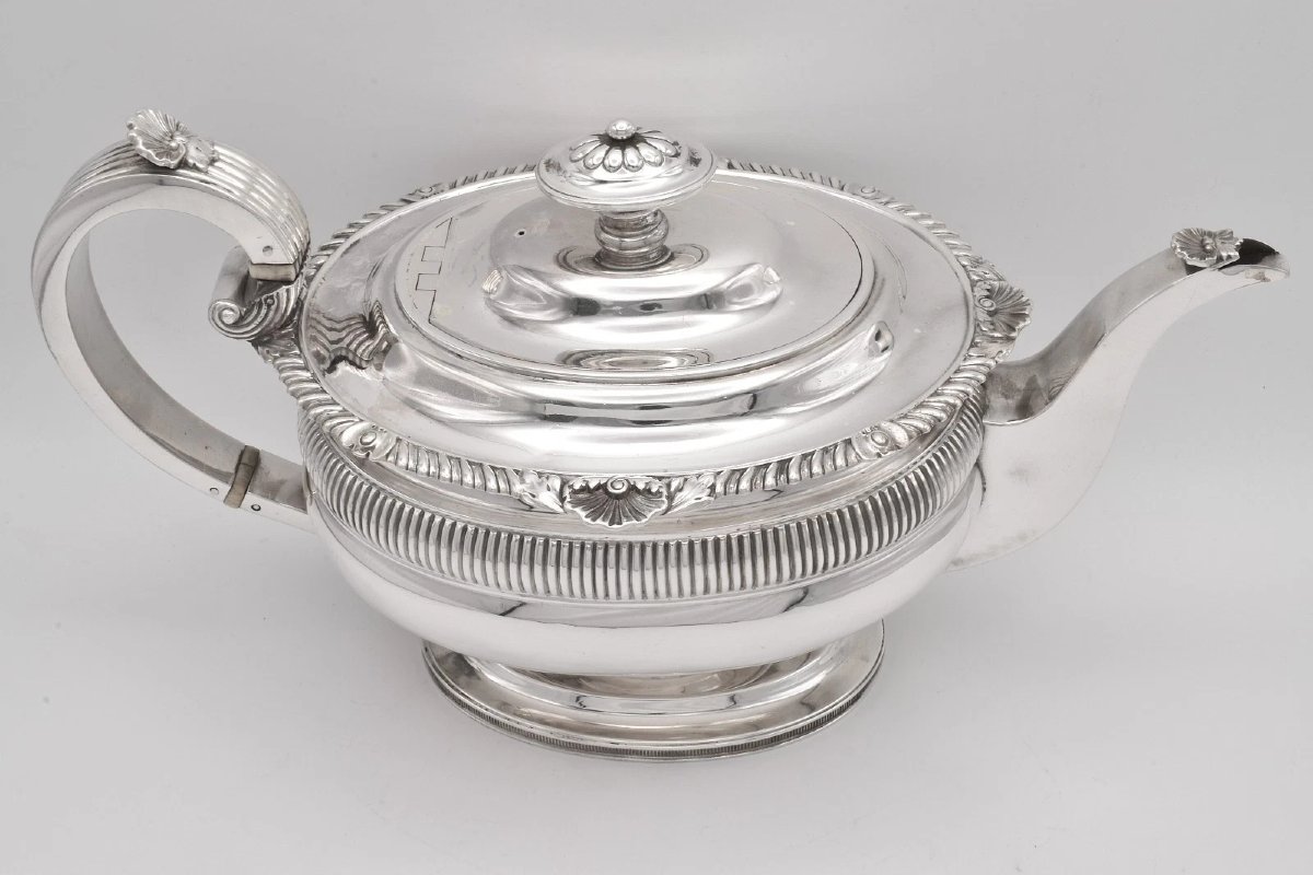 Antique 1909 Chester Sterling Silver 3 Piece Tea Set, Nathan & Hayes, Edwardian-photo-2