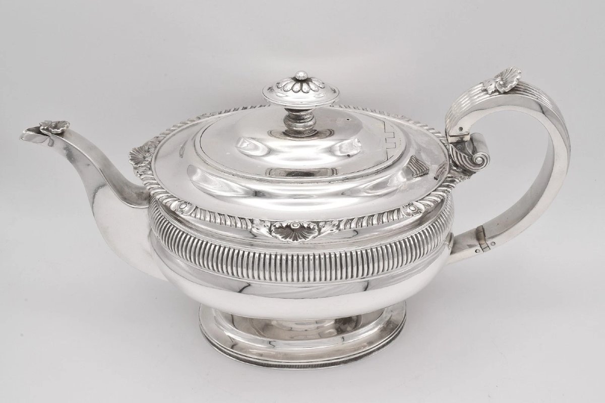 Antique 1909 Chester Sterling Silver 3 Piece Tea Set, Nathan & Hayes, Edwardian-photo-3