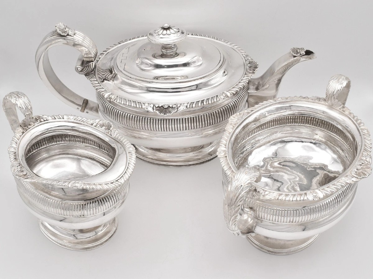 Antique 1909 Chester Sterling Silver 3 Piece Tea Set, Nathan & Hayes, Edwardian