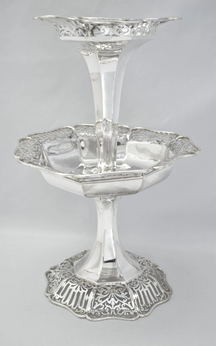 Centre de table ajouré en argent massif de style édouardien, James Deakin Sheffield, 1907-photo-2