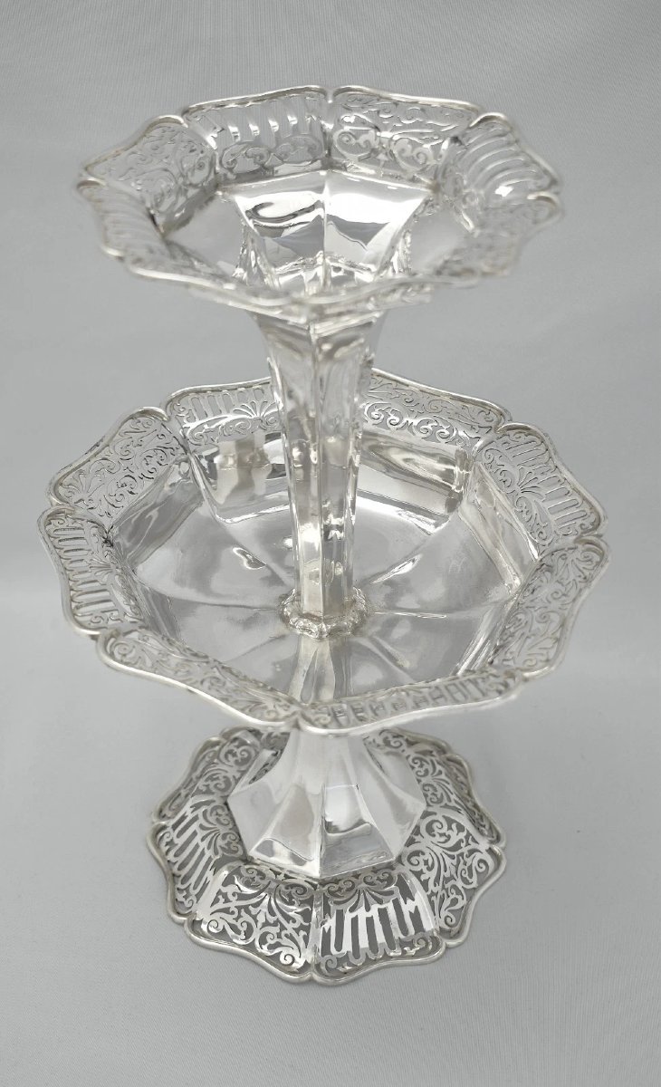 Centre de table ajouré en argent massif de style édouardien, James Deakin Sheffield, 1907-photo-1