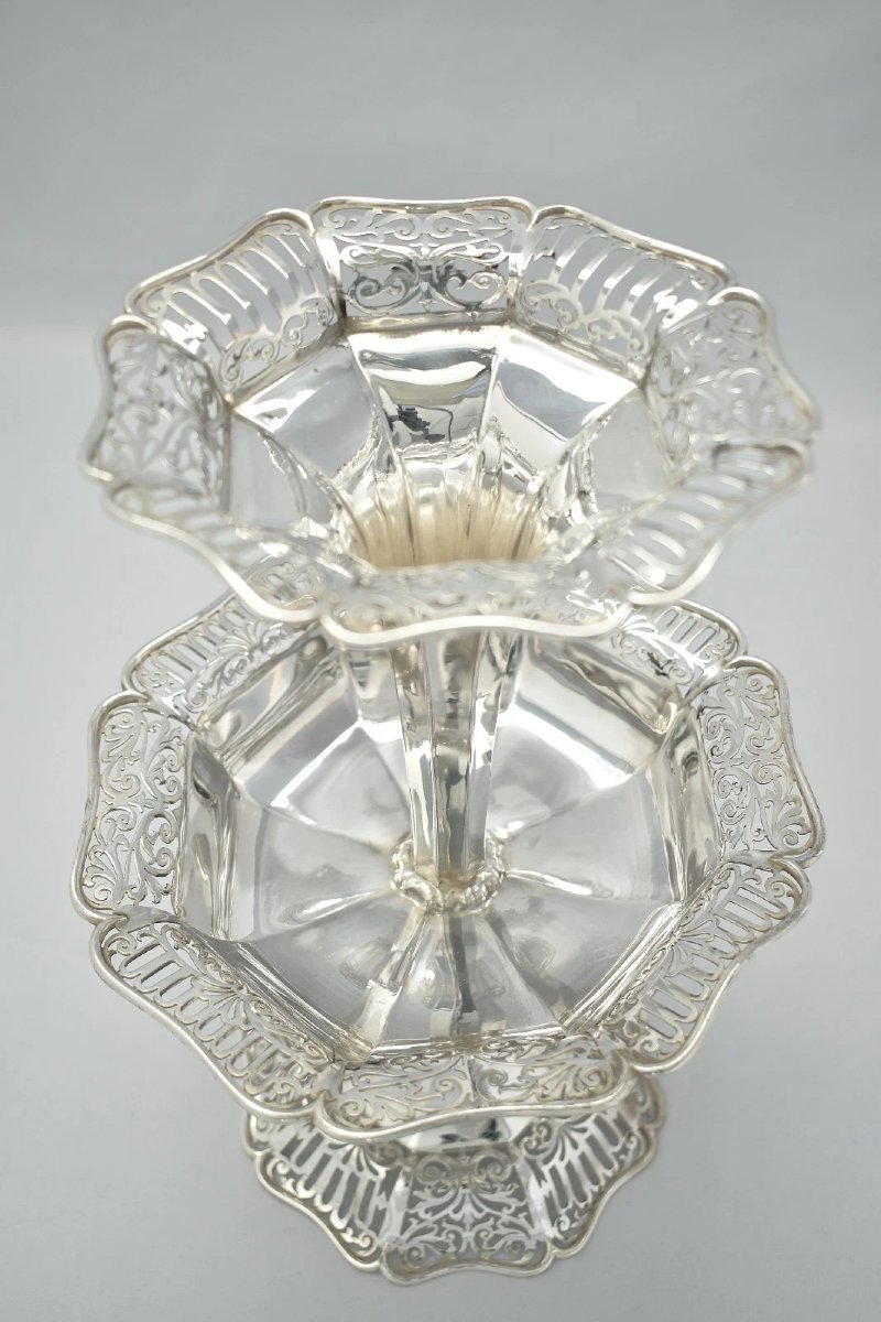 Centre de table ajouré en argent massif de style édouardien, James Deakin Sheffield, 1907-photo-2